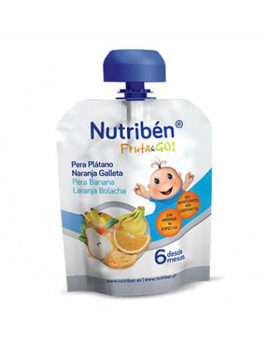 NUTRIBÉN FRUTA & GO PERA, PLÁTANO, NARANJA Y GALLETA 90 G