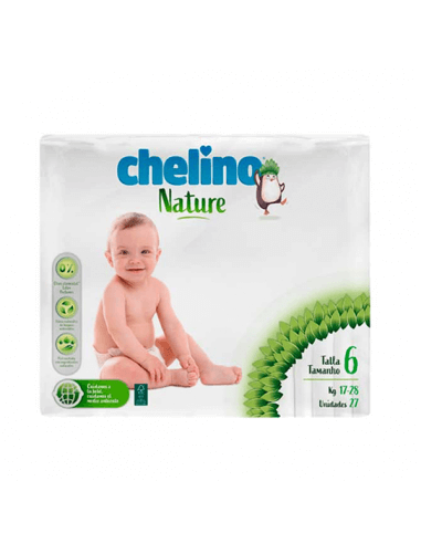 Pañal bebe Chelino Nature Talla 6 17-28Kg 27 unidades