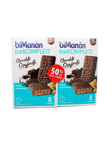 BIMANÁN KOMPLETT BARRITAS SABOR CHOCOLATE CRUJIENTE DUPLO 2 X 8 UNIDADES