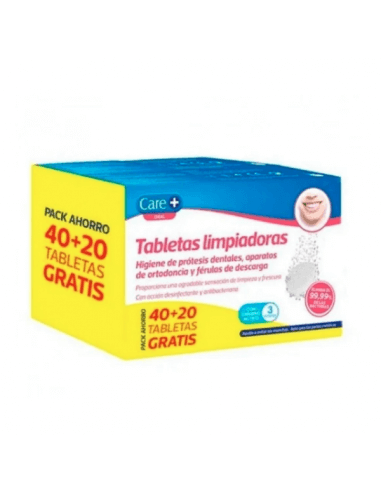 CARE+ TABLETAS EFERVESCENTES LIMPIADORAS 60 UNIDADES