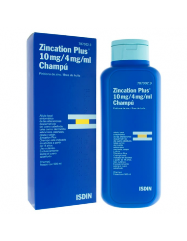 ZINCATION PLUS 10 MG/ML +4MG/ML CHAMPÚ MEDICINAL 500ML