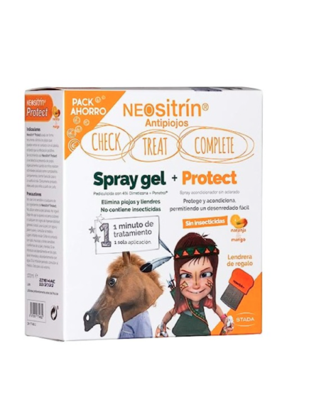 Neositrin Pack Spray Gel(60ml) + Acondicionador 100ml para eliminar piojos  y liendres en 1 minuto