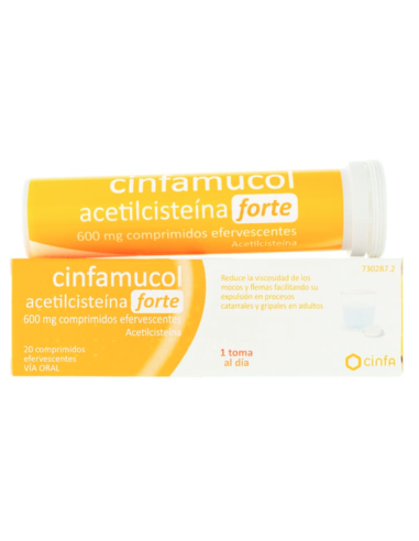 CINFAMUCOL ACETILCISTEINA FORTE 600 MG 20 COMPRIMIDOS EFERVESCENTES