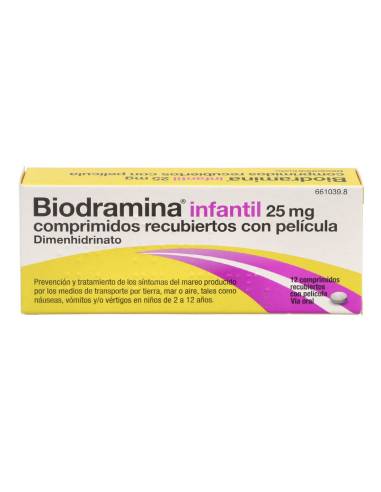 BIODRAMINA INFANTIL 25 MG 12 COMPRIMIDOS