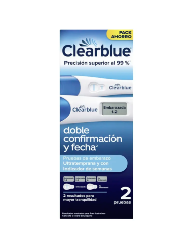 CLEARBLUE TEST DE EMBARAZO ULTRATEMPRANA + TEST EMBARAZO INDICADOR SEMANAS 2 UND PACK